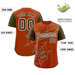 Texas Orange Olive Spider Web Raglan Baseball Jersey 2