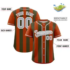 Texas Orange Olive Thick Stripe Authentic Baseball Jersey 2