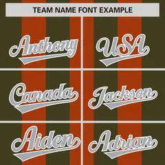 Texas Orange Olive Thick Stripe Authentic Baseball Jersey 3