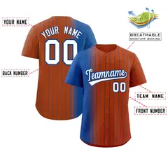Texas Orange Royal Pinstripe Gradient Baseball Jersey 2