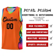 Texas Orange Side Flame Basketball Jersey for Teams 2