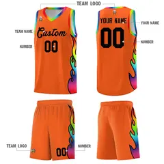 Texas Orange Side Flame Basketball Jersey for Teams 5