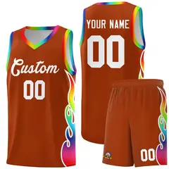 Texas Orange Side Flame Basketball Jersey for Teams 1