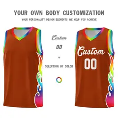 Texas Orange Side Flame Basketball Jersey for Teams 3