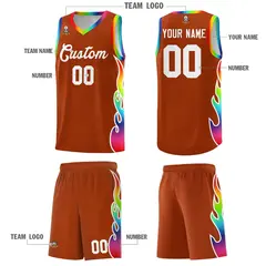 Texas Orange Side Flame Basketball Jersey for Teams 5