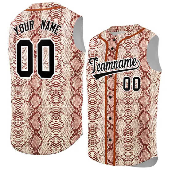 Texas Orange Snakeskin Pattern Sleeveless Baseball Jersey