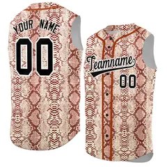 Texas Orange Snakeskin Pattern Sleeveless Baseball Jersey