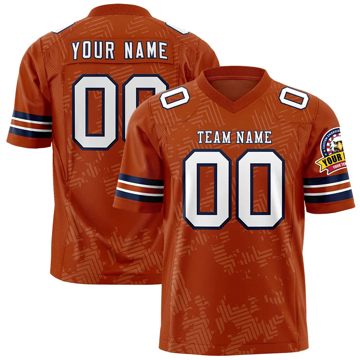 Texas Orange White-Navy Graffiti Line Football Jersey