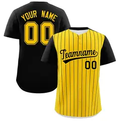 Two-Tone Gold Black Pinstripe Authentic Baseball Jersey