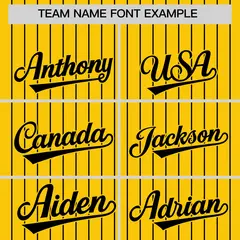 Two-Tone Gold Black Pinstripe Authentic Baseball Jersey 3