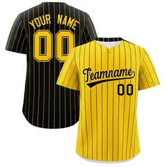 Two-Tone Gold Black Pinstripe Authentic Baseball Jersey