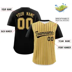 Two-Tone Old Gold Black Pinstripe Authentic Baseball Jersey 2