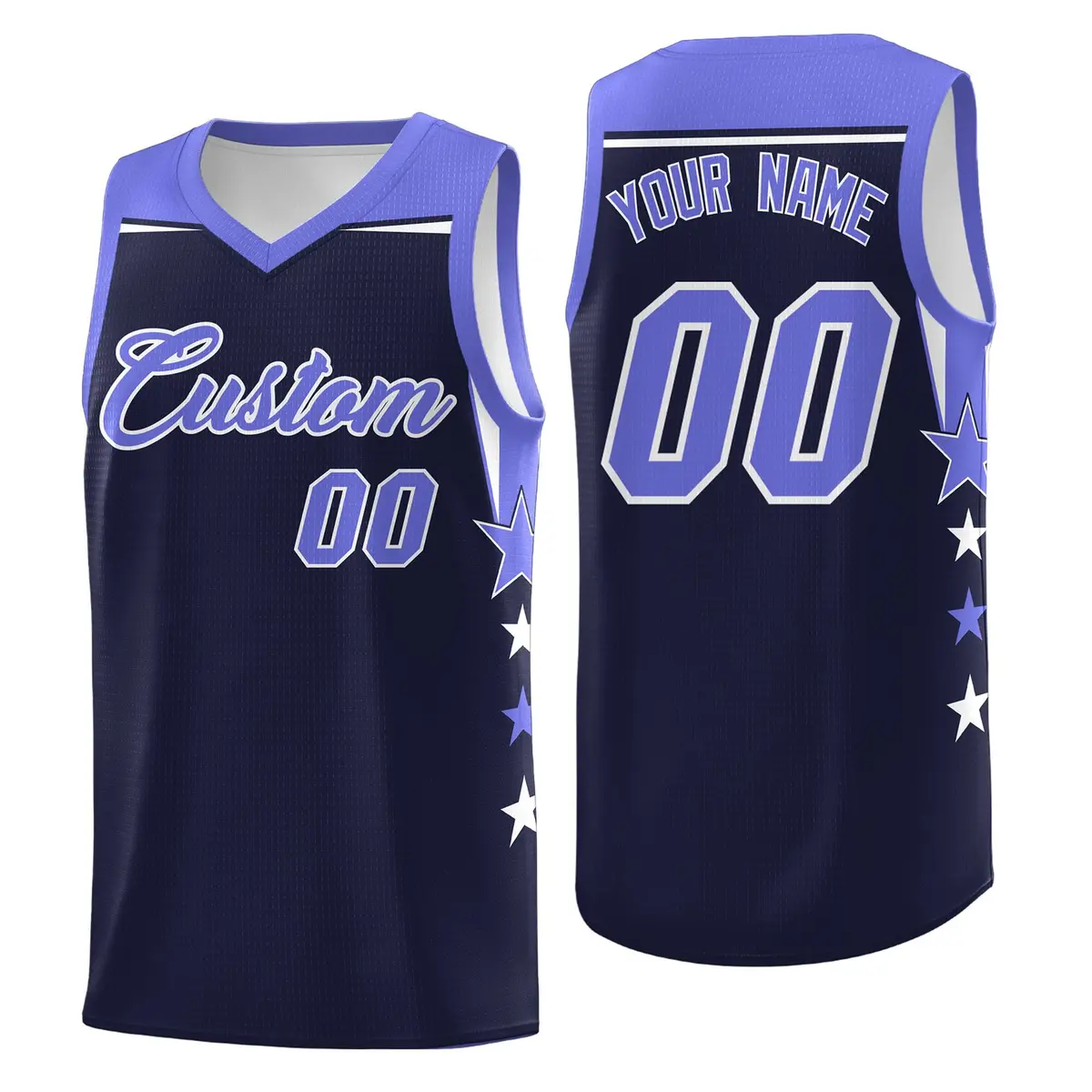 Two Tone Side Star Color Block Breathable Basketball Jersey