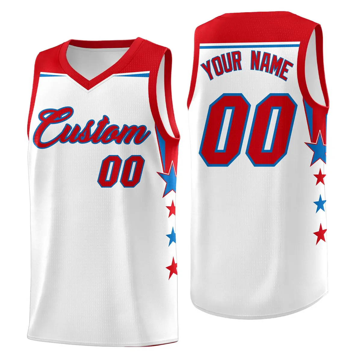Two Tone Side Star Color Block Drapable Basketball Jersey