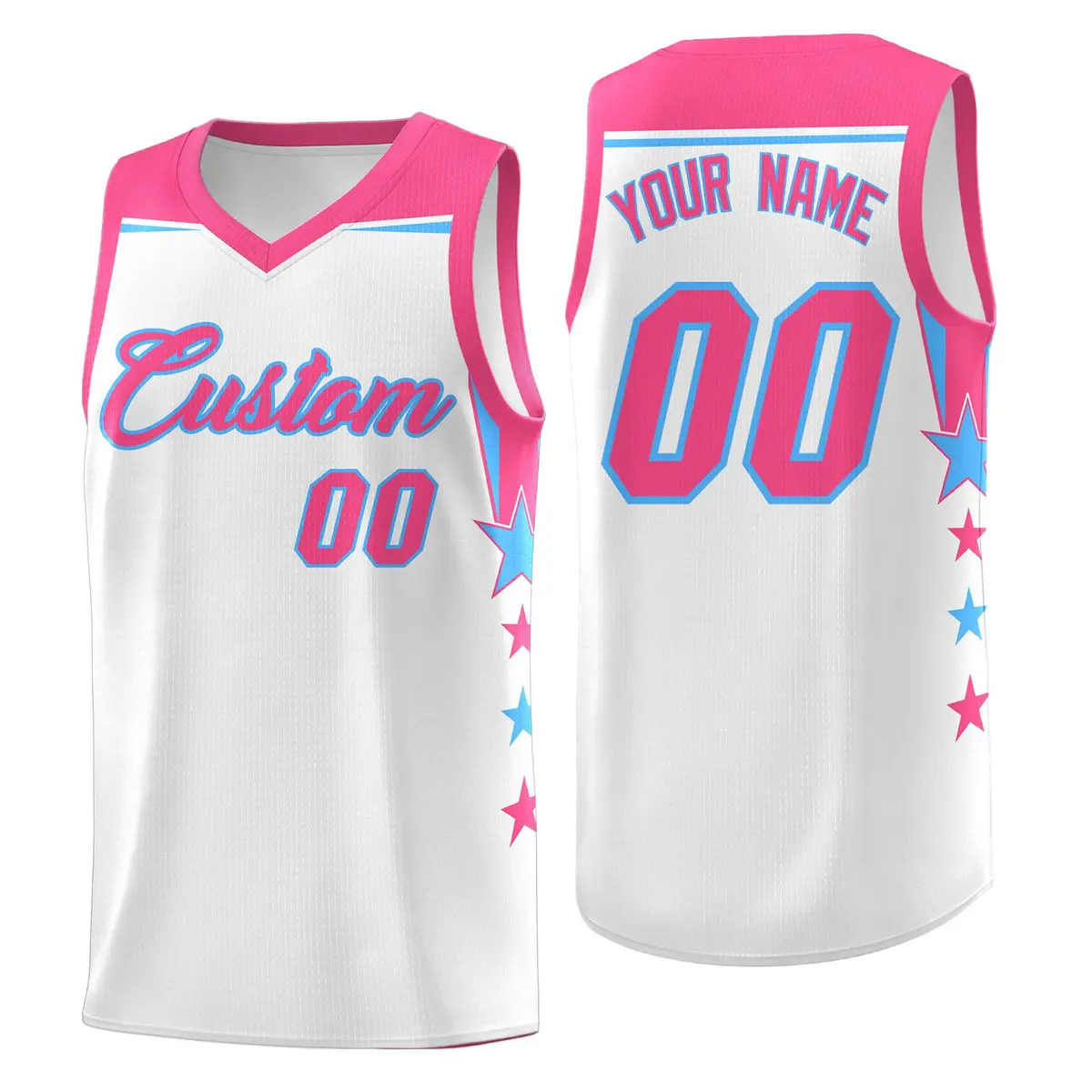 Two Tone Side Star Color Block Drapable Basketball Jersey