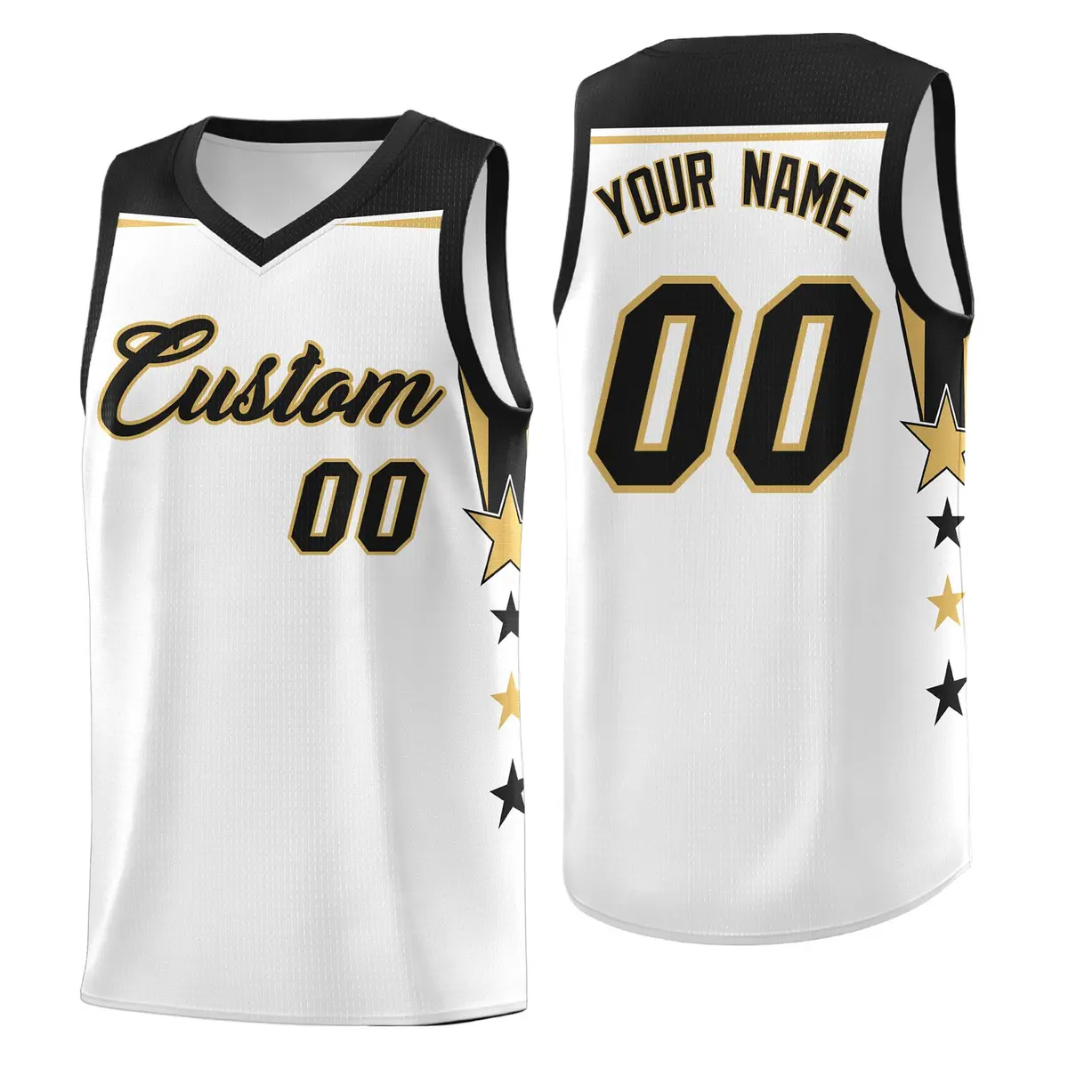 Two Tone Side Star Color Block Quick-Drying Basketball Jersey