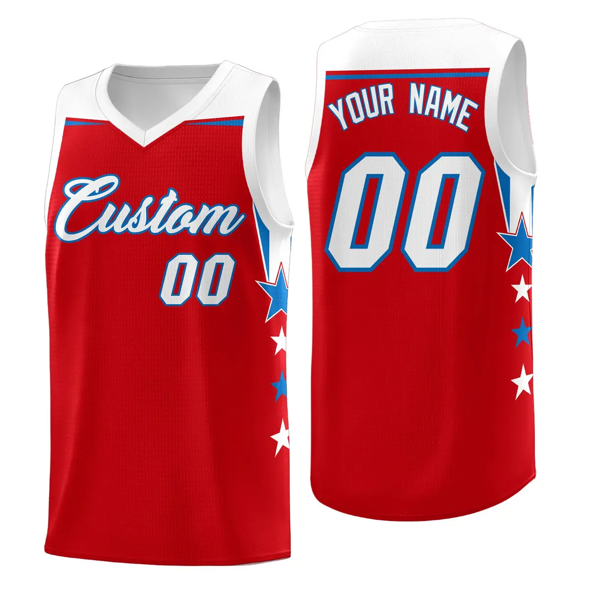 Two Tone Side Star Color Block Sublimation Basketball Jersey