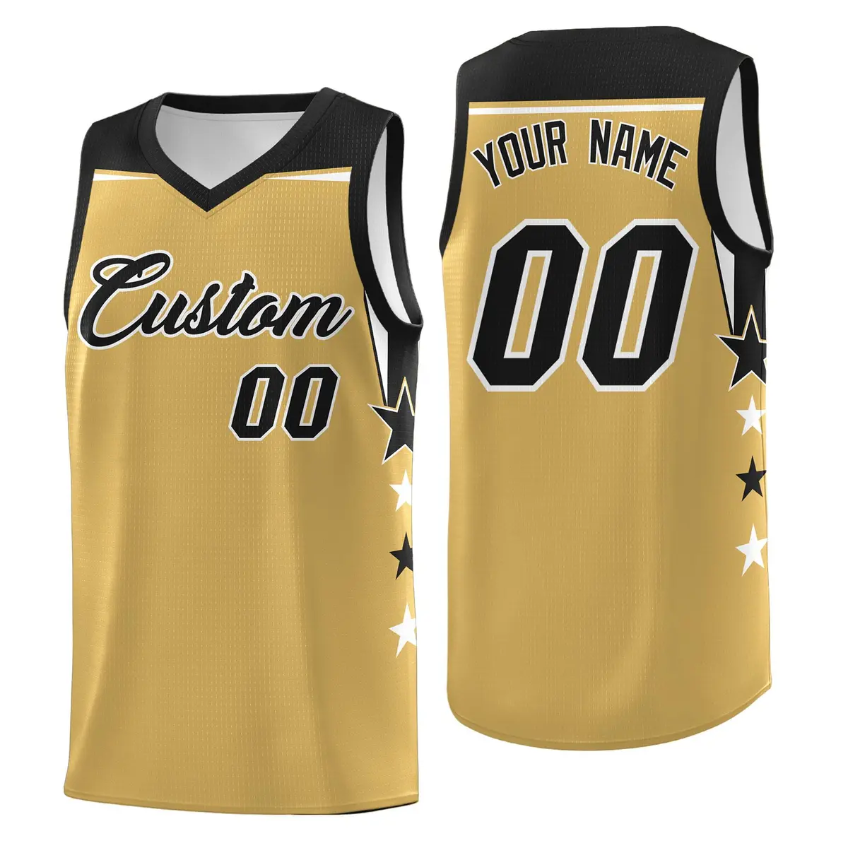 Two Tone Side Star Color Block Wrinkle-Resistant Basketball Jersey