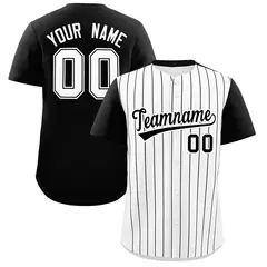 Two-Tone White Black Pinstripe Authentic Baseball Jersey