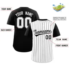 Two-Tone White Black Pinstripe Authentic Baseball Jersey 2