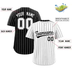 Two-Tone White Black Pinstripe Authentic Baseball Jersey 2