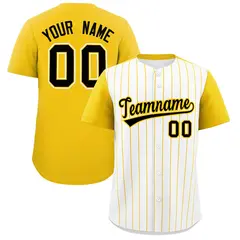 Two-Tone White Gold Pinstripe Authentic Baseball Jersey