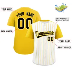 Two-Tone White Gold Pinstripe Authentic Baseball Jersey 2