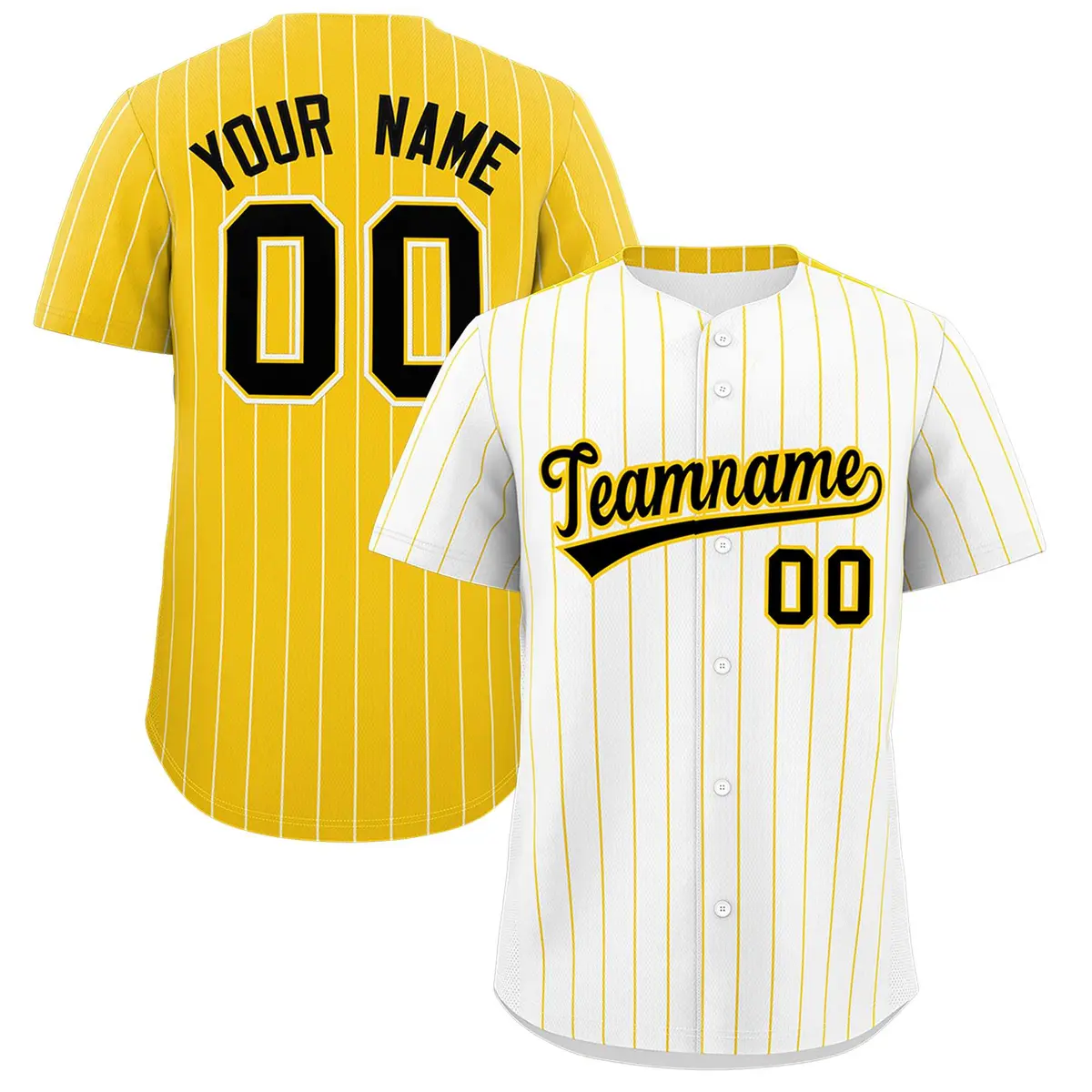Two-Tone White Gold Pinstripe Authentic Baseball Jersey