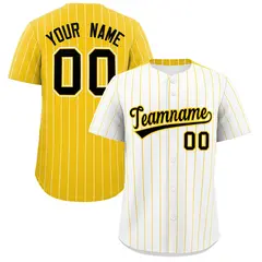 Two-Tone White Gold Pinstripe Authentic Baseball Jersey