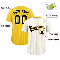 Two-Tone White Gold Pinstripe Authentic Baseball Jersey 2