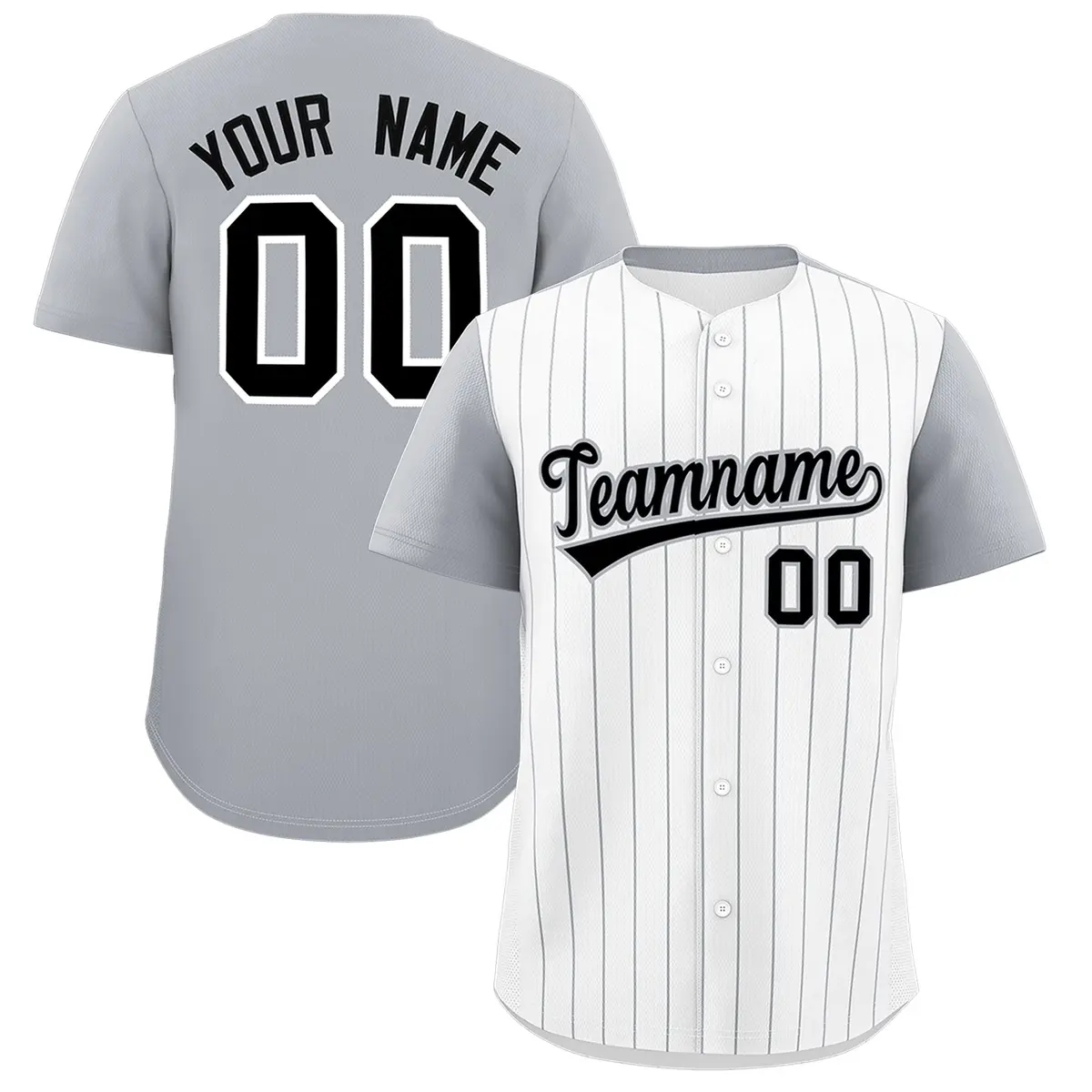 Two-Tone White Gray Pinstripe Authentic Baseball Jersey