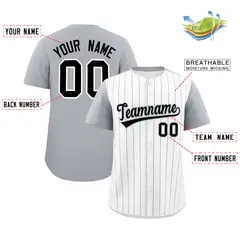 Two-Tone White Gray Pinstripe Authentic Baseball Jersey 2