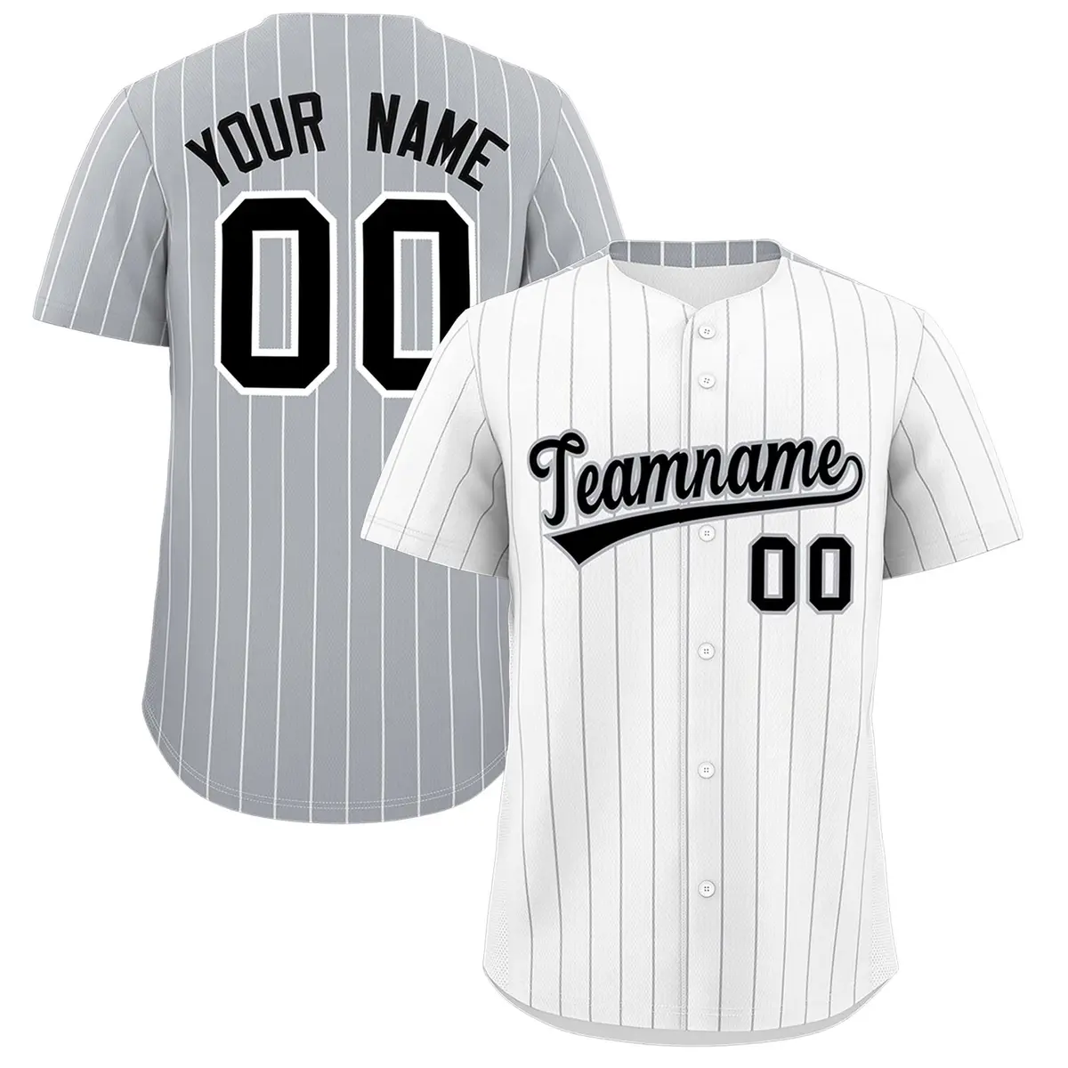 Two-Tone White Gray Pinstripe Authentic Baseball Jersey