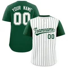 Two-Tone White Green Pinstripe Authentic Baseball Jersey