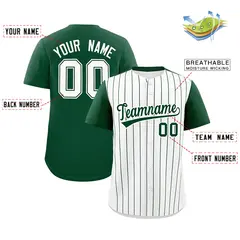 Two-Tone White Green Pinstripe Authentic Baseball Jersey 2