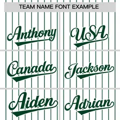 Two-Tone White Green Pinstripe Authentic Baseball Jersey 3