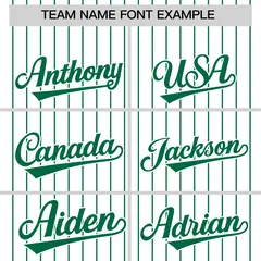 Two-Tone White Kelly Green Pinstripe Baseball Jersey 3
