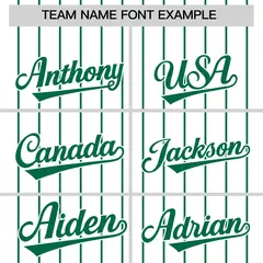 Two-Tone White Kelly Green Pinstripe Baseball Jersey 3
