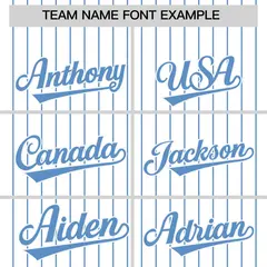 Two-Tone White Light Blue Pinstripe Baseball Jersey 3