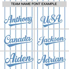 Two-Tone White Light Blue Pinstripe Baseball Jersey 3