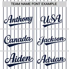 Two-Tone White Navy Pinstripe Authentic Baseball Jersey 3