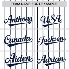 Two-Tone White Navy Pinstripe Authentic Baseball Jersey 3