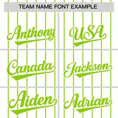 Two-Tone White Neon Green Pinstripe Baseball Jersey 3