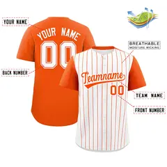 Two-Tone White Orange Pinstripe Authentic Baseball Jersey 2