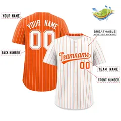 Two-Tone White Orange Pinstripe Authentic Baseball Jersey 2