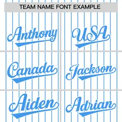 Two-Tone White Powder Blue Pinstripe Baseball Jersey 3