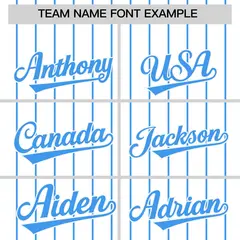 Two-Tone White Powder Blue Pinstripe Baseball Jersey 3