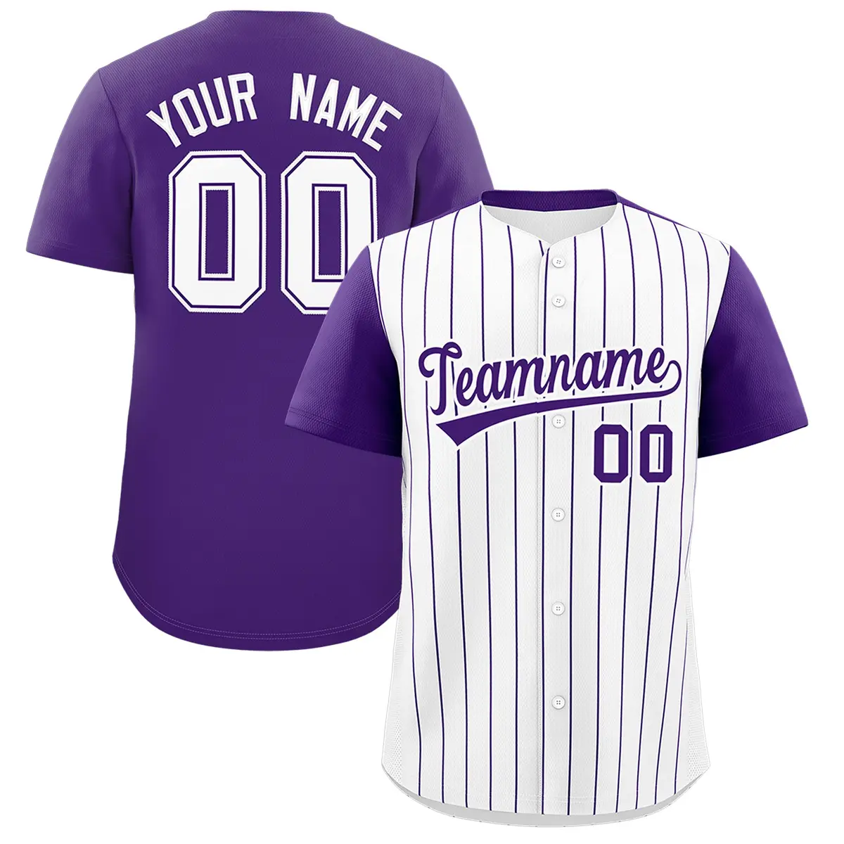 Two-Tone White Purple Pinstripe Authentic Baseball Jersey