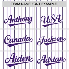 Two-Tone White Purple Pinstripe Authentic Baseball Jersey 3