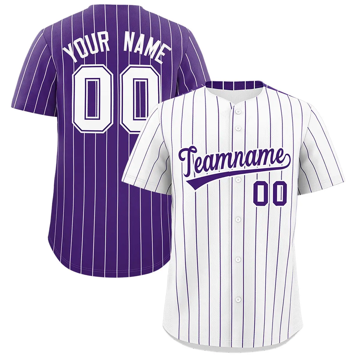 Two-Tone White Purple Pinstripe Authentic Baseball Jersey